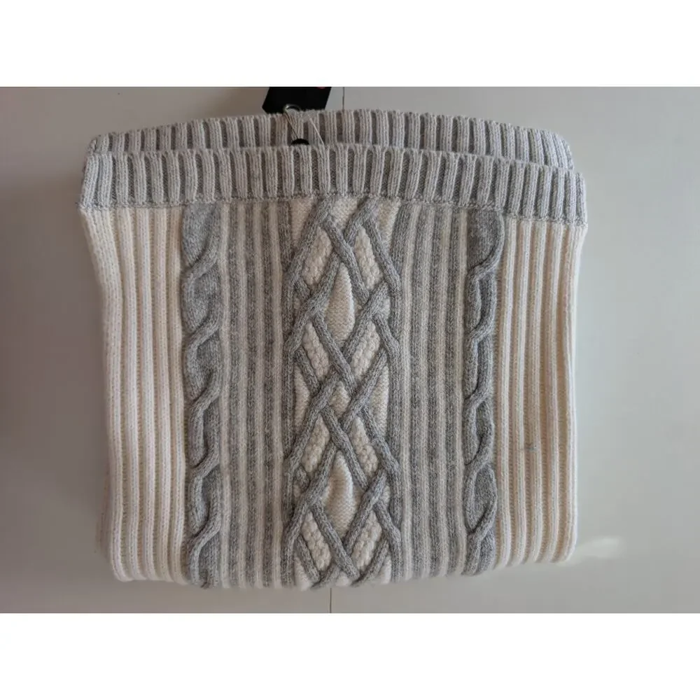 NWT Rag & Bone New York Cable Knit Scarf 100% Wool Ivory Gray $250 MSRP